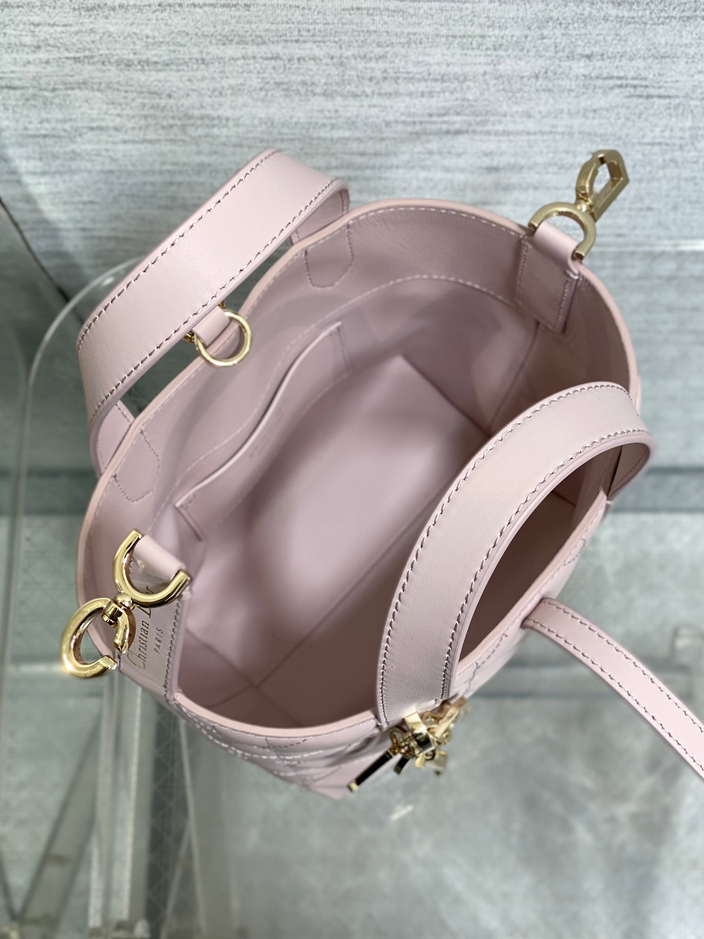 Small Dior Toujours Vertical Tote Bag – M2835 - Pink Macrocannage Calfskin - Default Title - View 8
