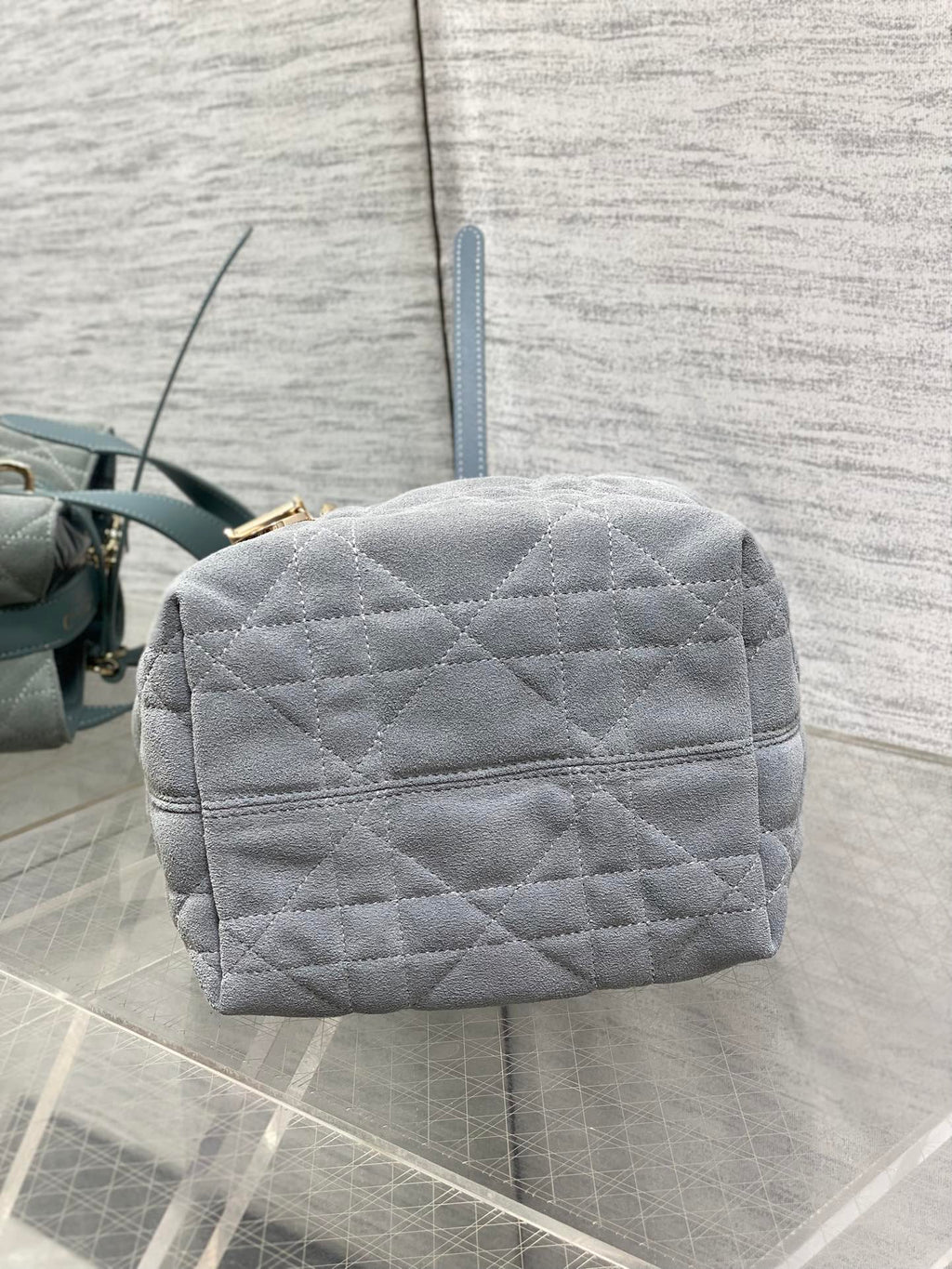 Small Dior Toujours Vertical Tote Bag – Gray Suede – M2835 - Default Title - View 8