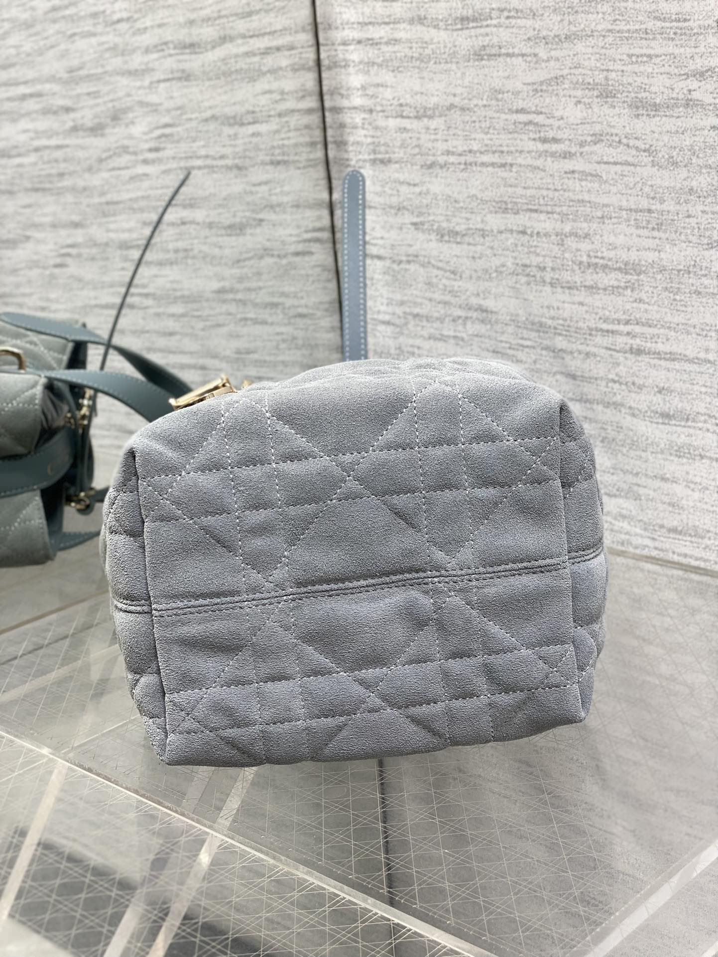 Small Dior Toujours Vertical Tote Bag – Gray Suede – M2835 - Default Title - View 8