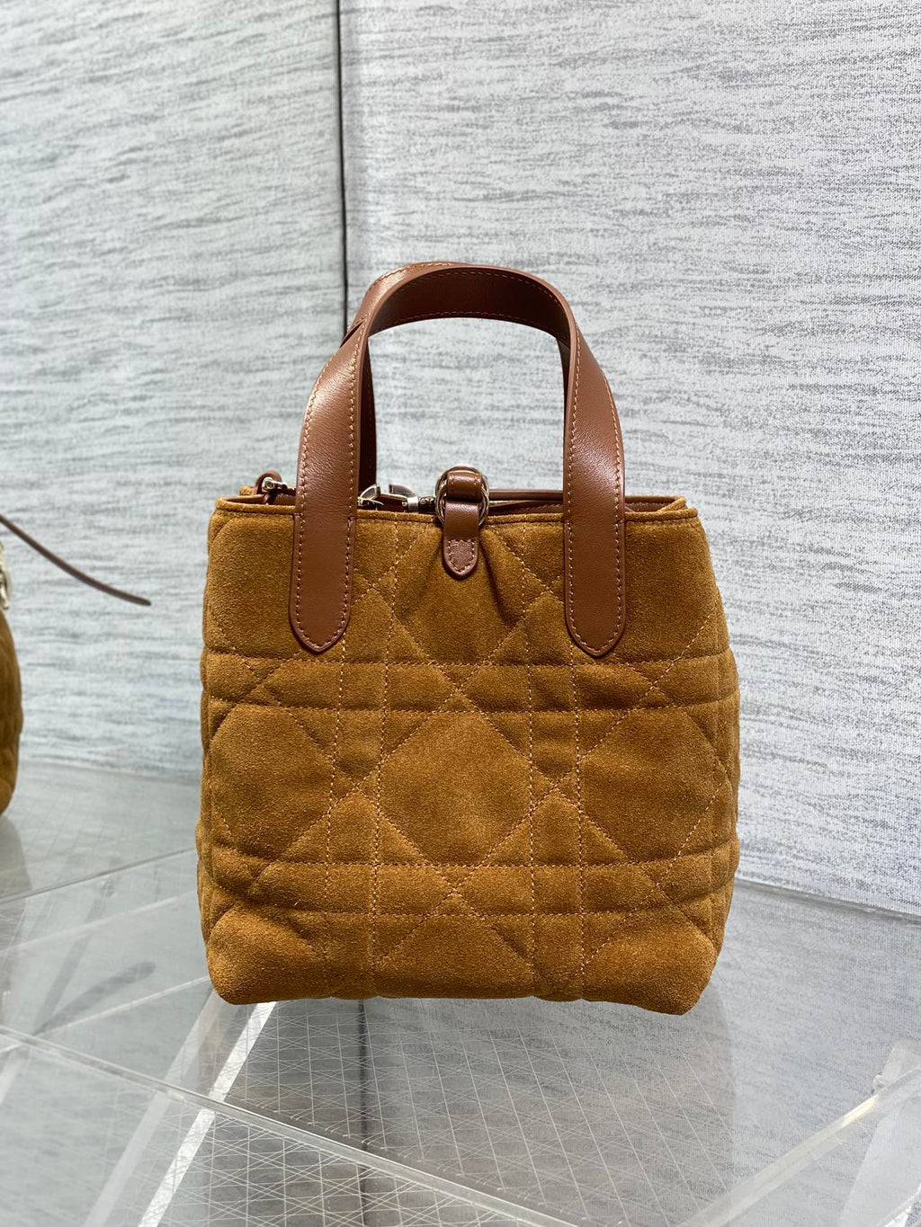 Small Dior Toujours Vertical Tote Bag – Brown Suede – M2835 - Default Title - View 7
