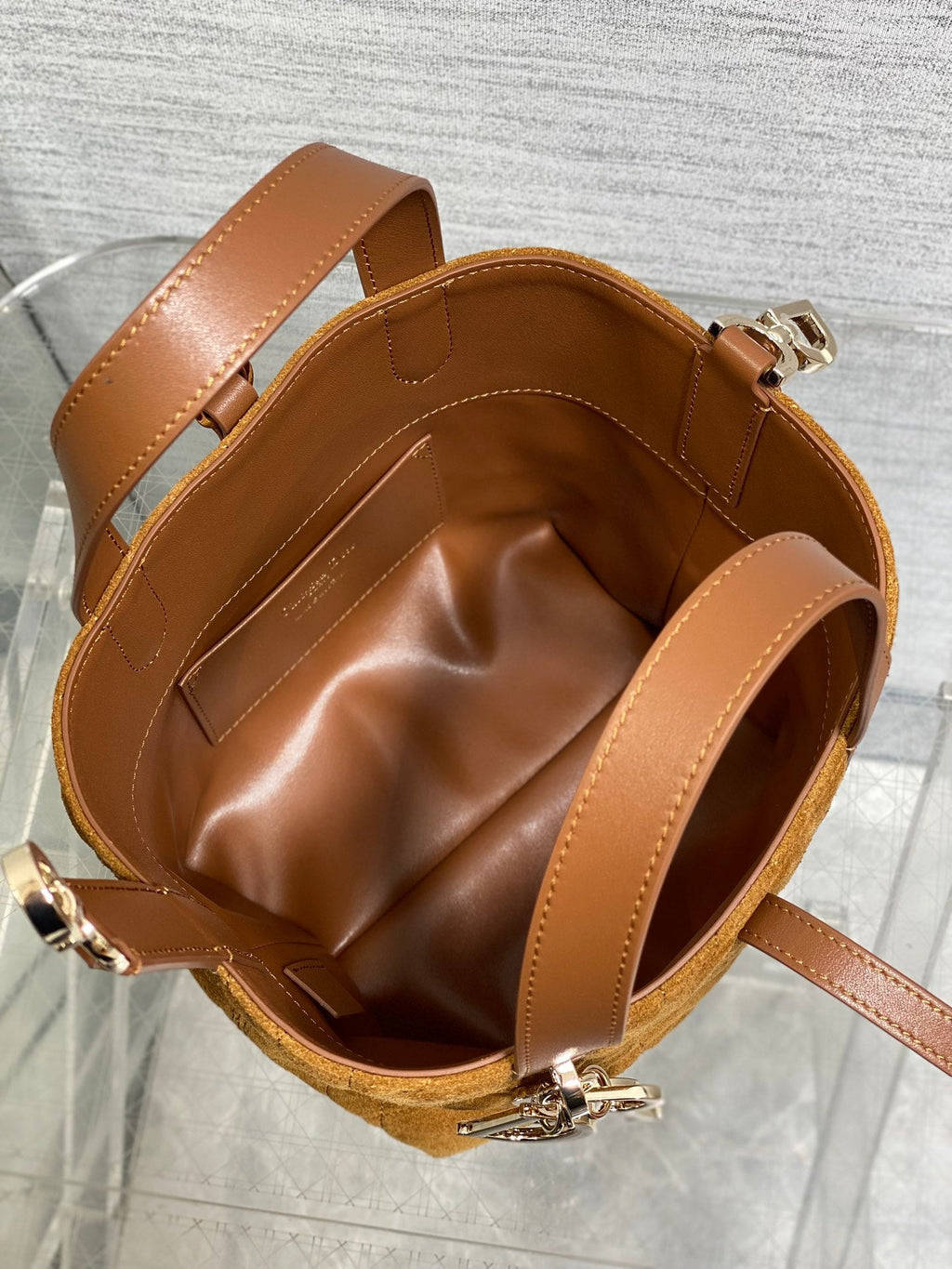 Small Dior Toujours Vertical Tote Bag – Brown Suede – M2835 - Default Title - View 9