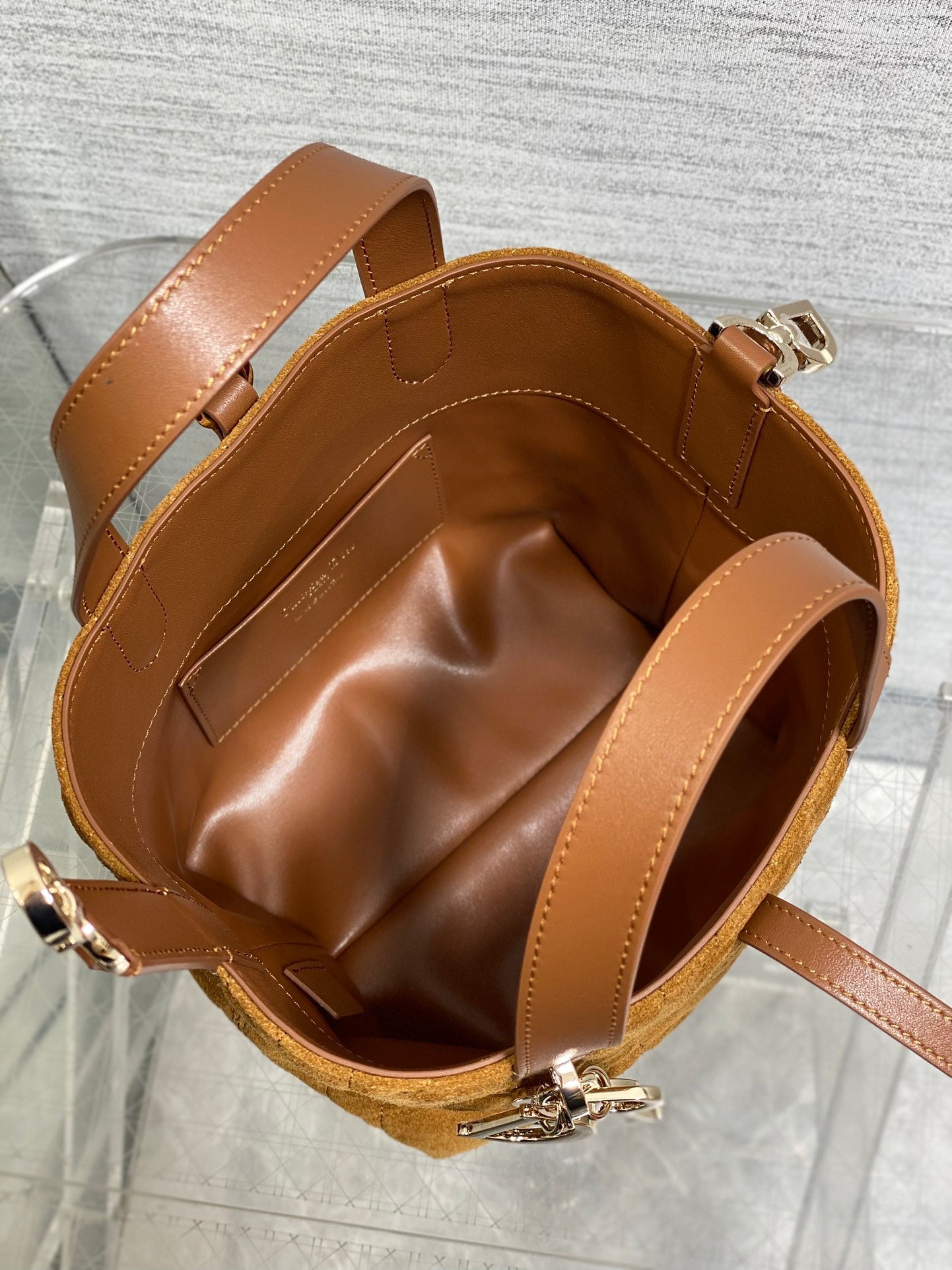 Small Dior Toujours Vertical Tote Bag – Brown Suede – M2835 - Default Title - View 9