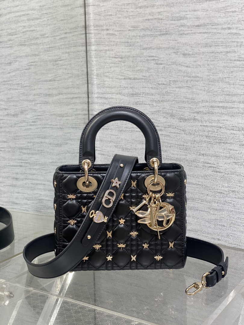 Small Lady Dior Bag Black Calfskin M0531 - Default Title - View 2