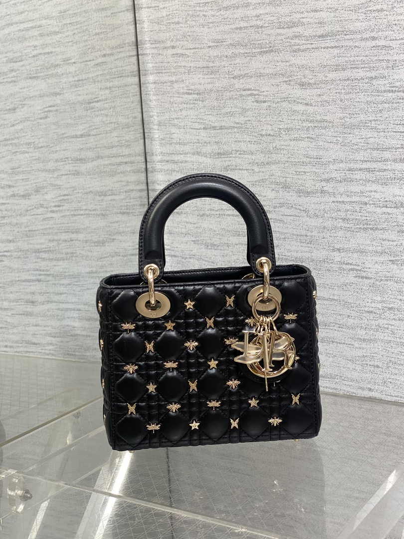 Small Lady Dior Bag Black Calfskin M0531 - Default Title - View 3