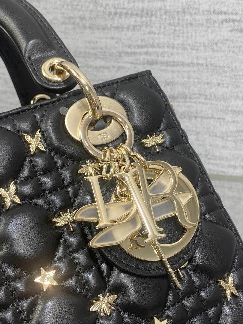 Small Lady Dior Bag Black Calfskin M0531 - Default Title - View 4
