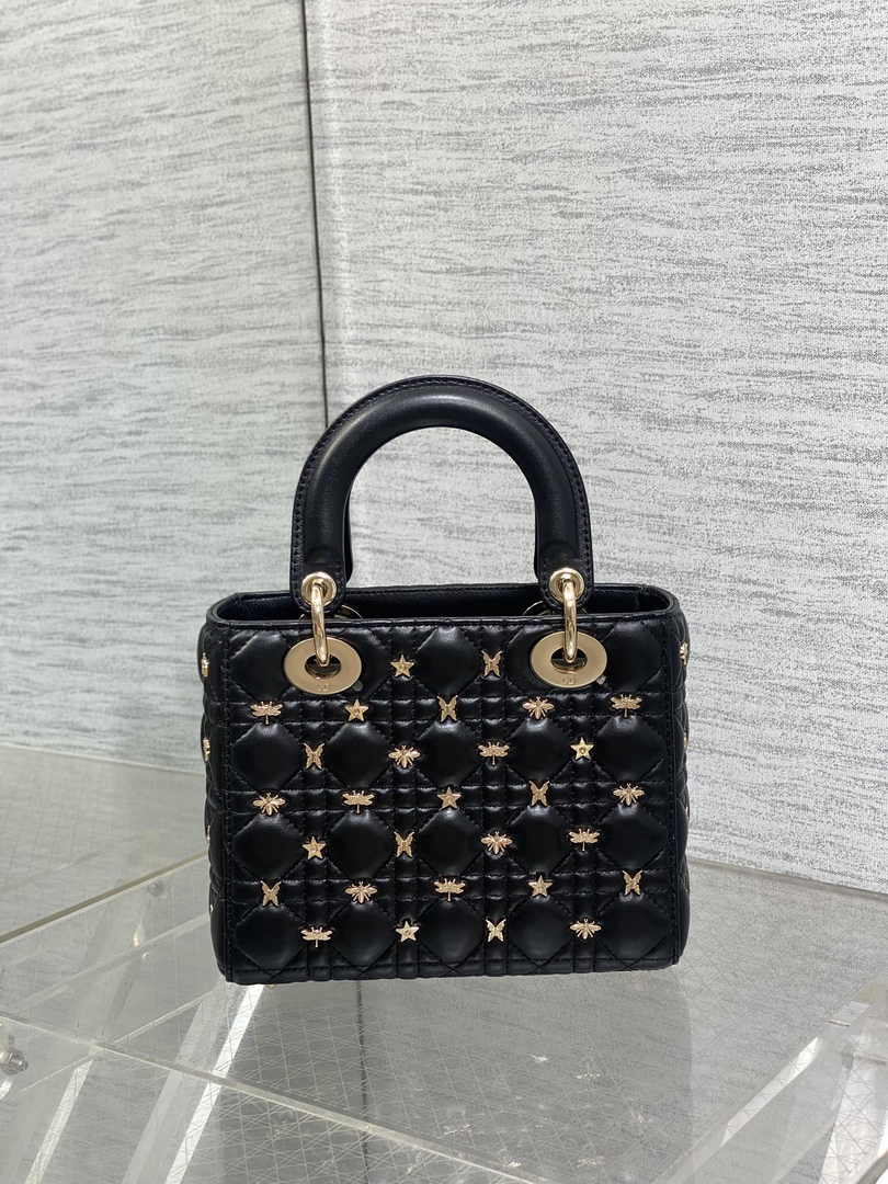 Small Lady Dior Bag Black Calfskin M0531 - Default Title - View 6