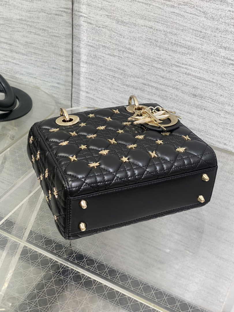 Small Lady Dior Bag Black Calfskin M0531 - Default Title - View 8
