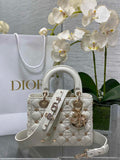 Small Lady Dior Bag White Calfskin M0531 - Default Title - View 1
