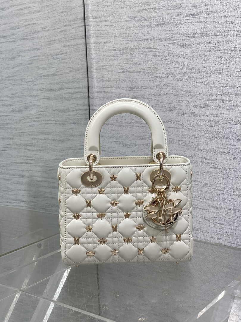 Small Lady Dior Bag White Calfskin M0531 - Default Title - View 3