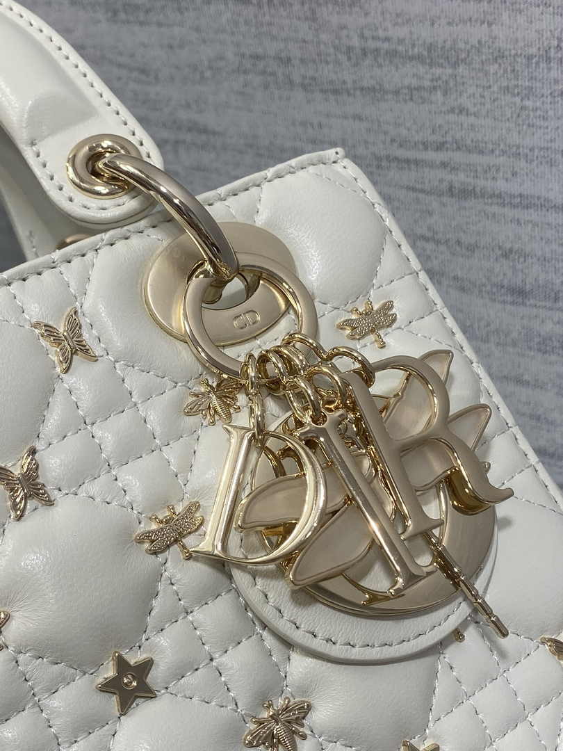 Small Lady Dior Bag White Calfskin M0531 - Default Title - View 4