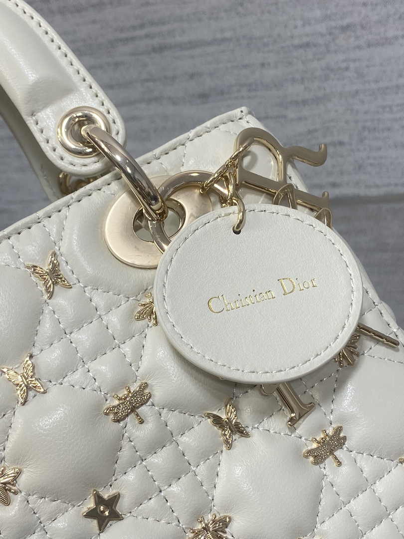 Small Lady Dior Bag White Calfskin M0531 - Default Title - View 5