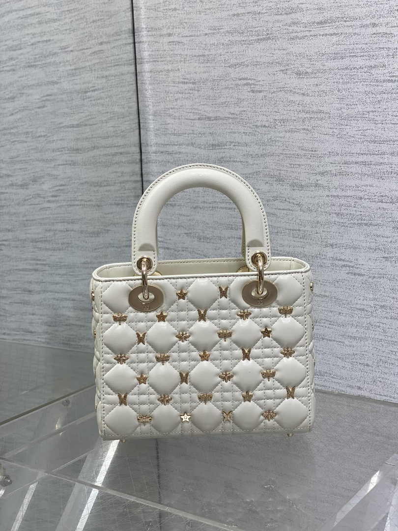 Small Lady Dior Bag White Calfskin M0531 - Default Title - View 6