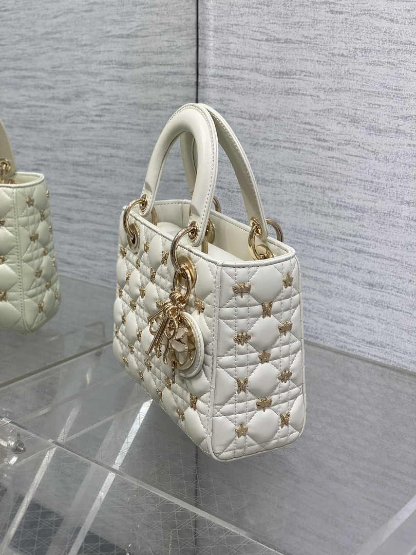 Small Lady Dior Bag White Calfskin M0531 - Default Title - View 7