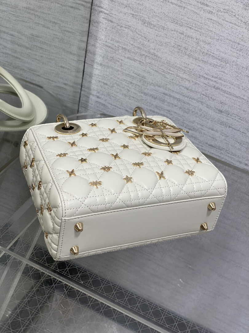 Small Lady Dior Bag White Calfskin M0531 - Default Title - View 8