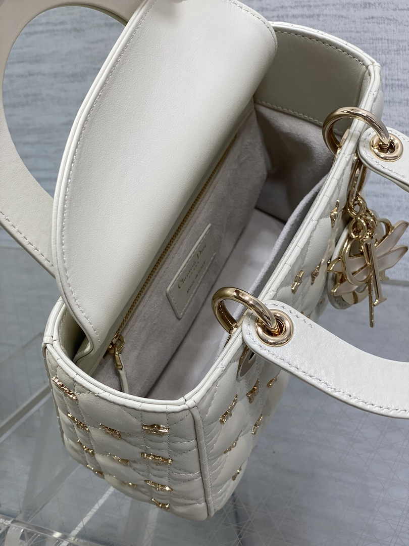 Small Lady Dior Bag White Calfskin M0531 - Default Title - View 9