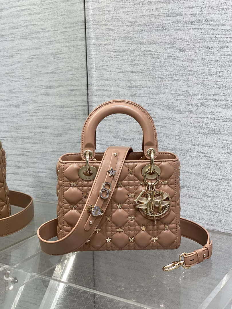 Small Lady Dior Bag Powder Pink Calfskin M0531 - Default Title - View 2