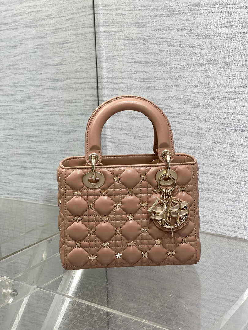Small Lady Dior Bag Powder Pink Calfskin M0531 - Default Title - View 3