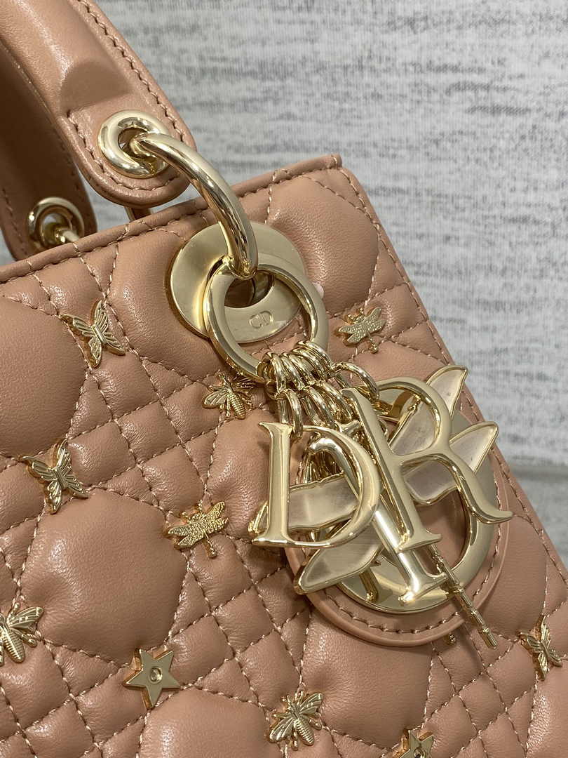 Small Lady Dior Bag Powder Pink Calfskin M0531 - Default Title - View 4