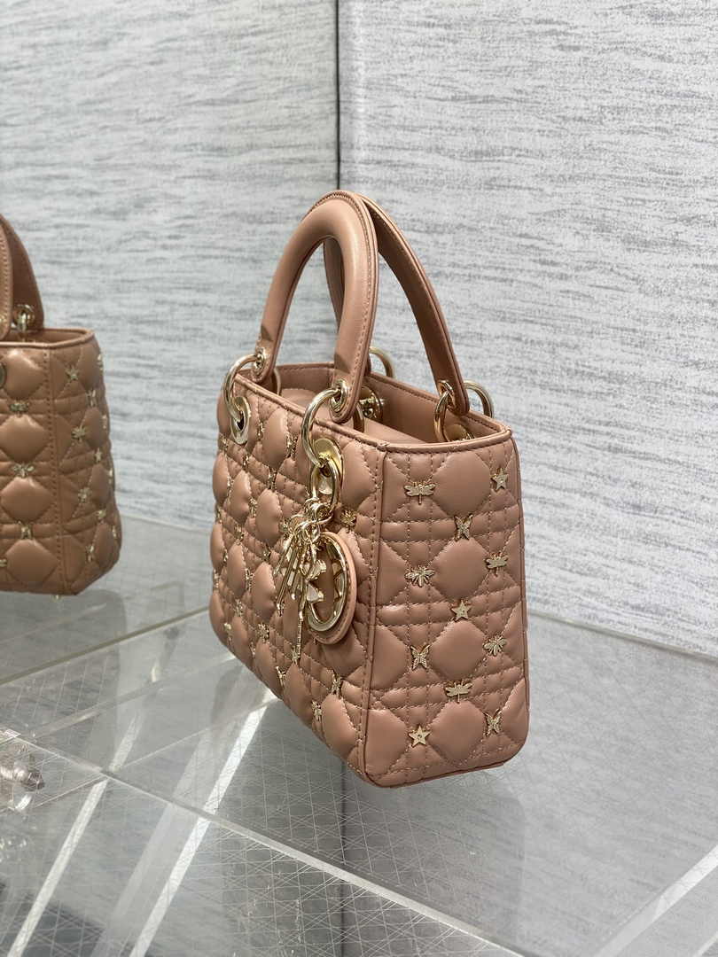 Small Lady Dior Bag Powder Pink Calfskin M0531 - Default Title - View 7