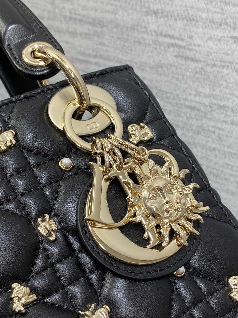 Small Lady Dior Bag Powder M0531 Black Calfskin - Default Title - View 4