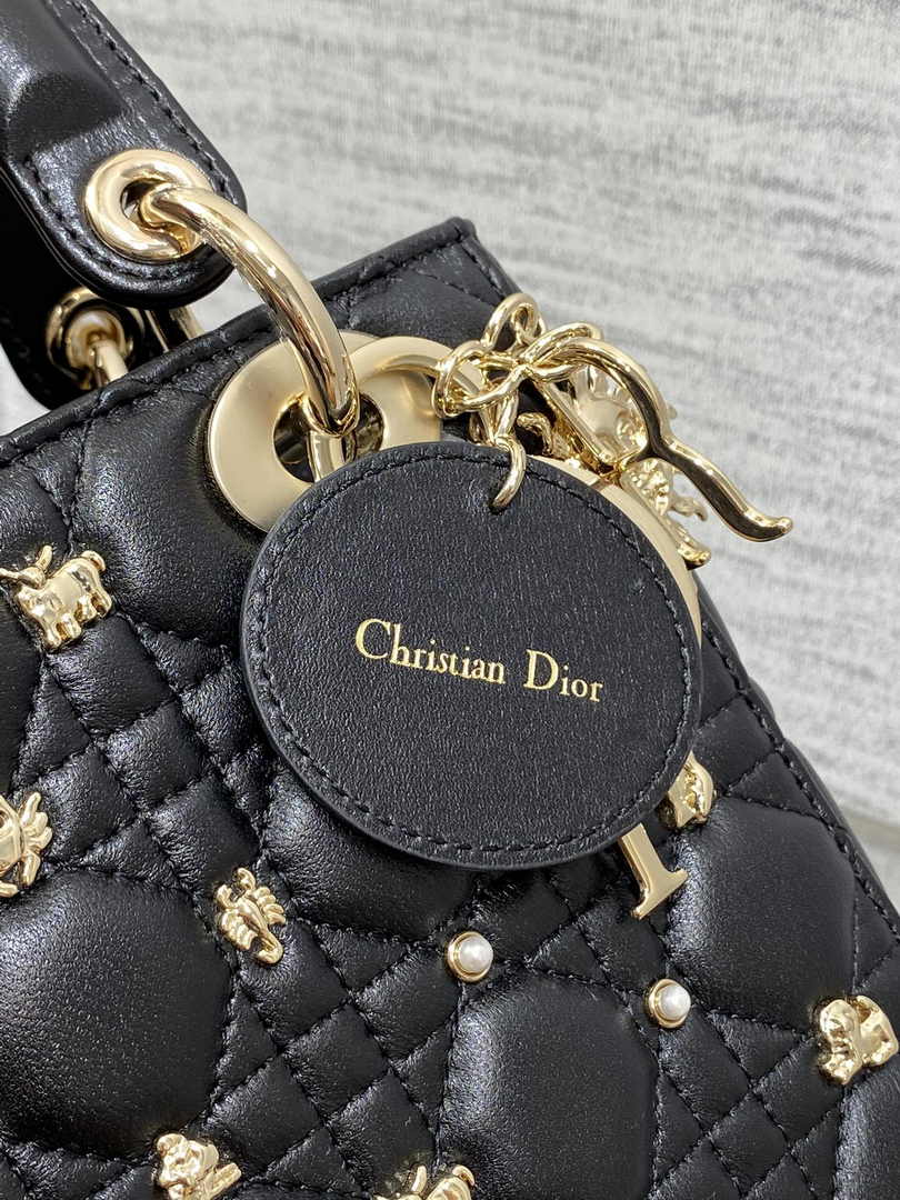 Small Lady Dior Bag Powder M0531 Black Calfskin - Default Title - View 5