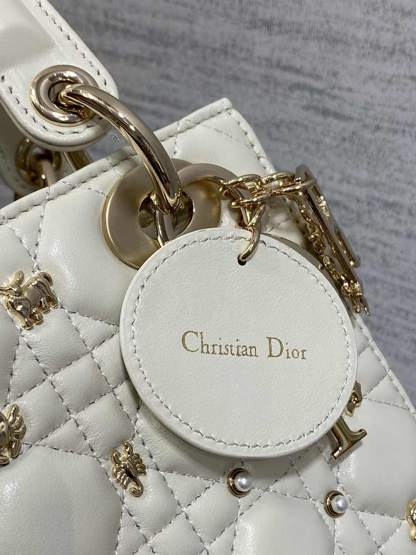 Small Lady Dior Bag Powder M0531 White Calfskin - Default Title - View 5