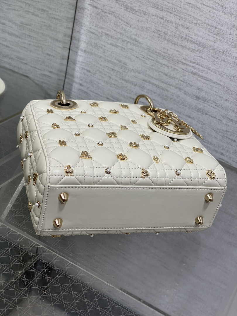 Small Lady Dior Bag Powder M0531 White Calfskin - Default Title - View 8