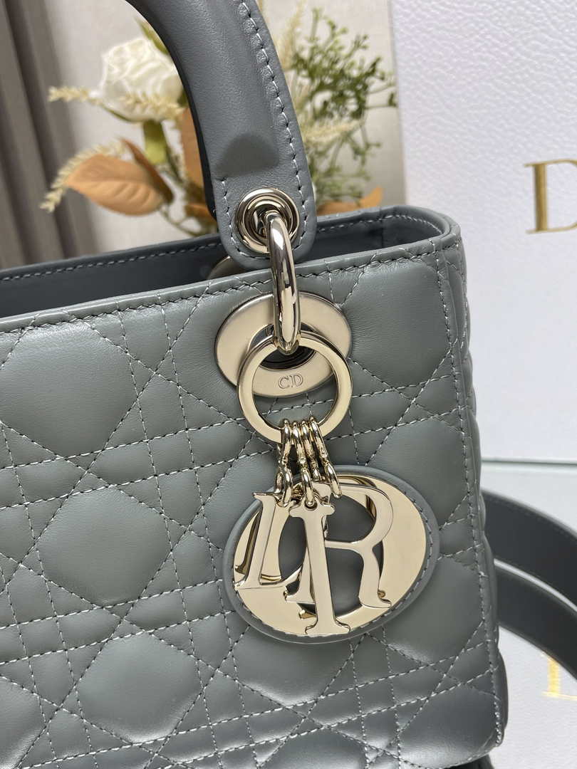 Small Lady Dior Bag M0531 Gray Cannage Lambskin - Default Title - View 2