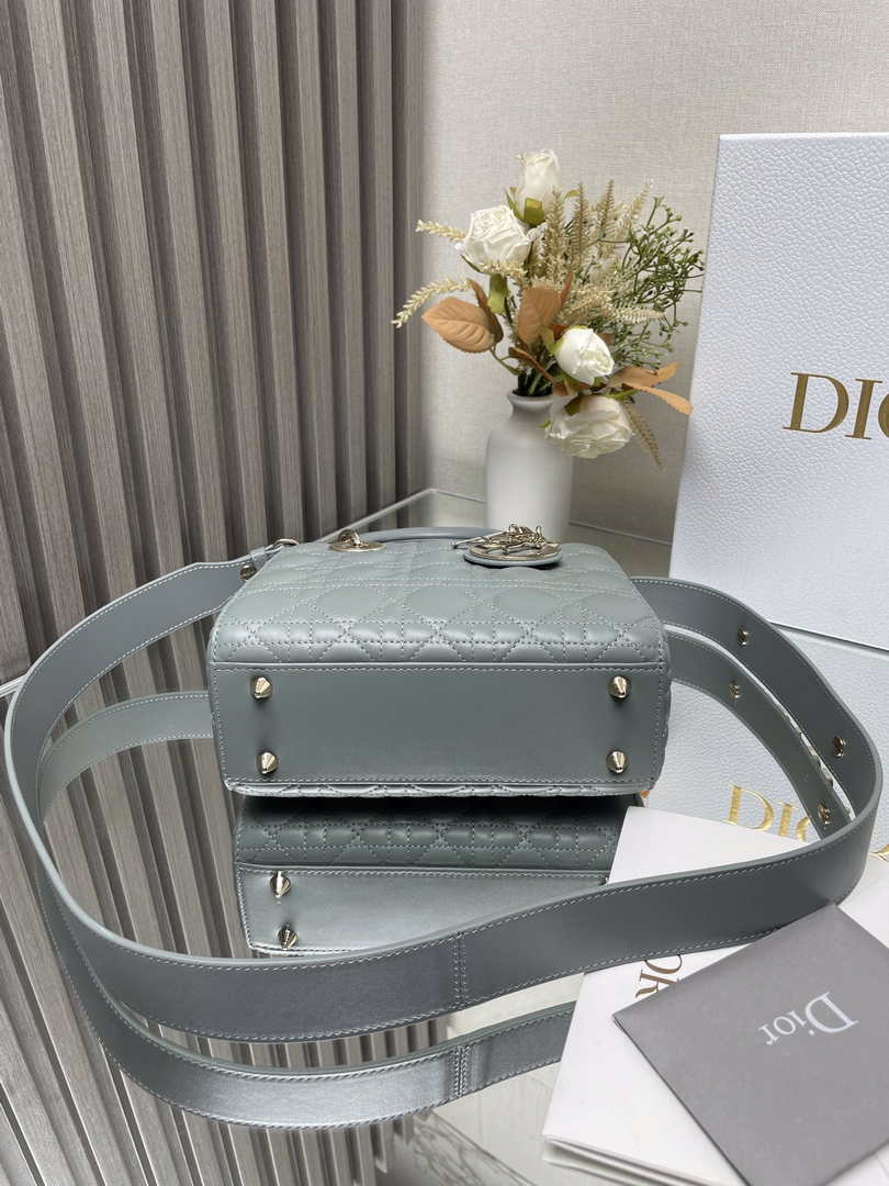 Small Lady Dior Bag M0531 Gray Cannage Lambskin - Default Title - View 5