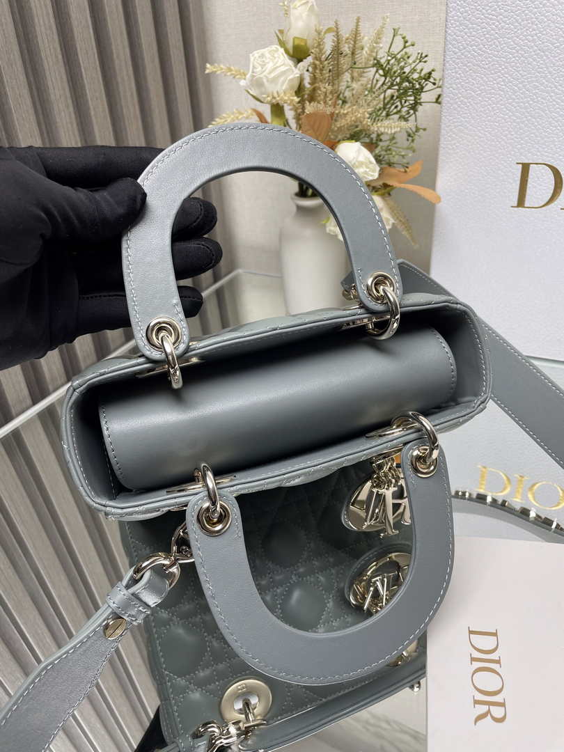 Small Lady Dior Bag M0531 Gray Cannage Lambskin - Default Title - View 6