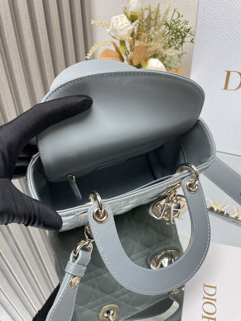 Small Lady Dior Bag M0531 Gray Cannage Lambskin - Default Title - View 8
