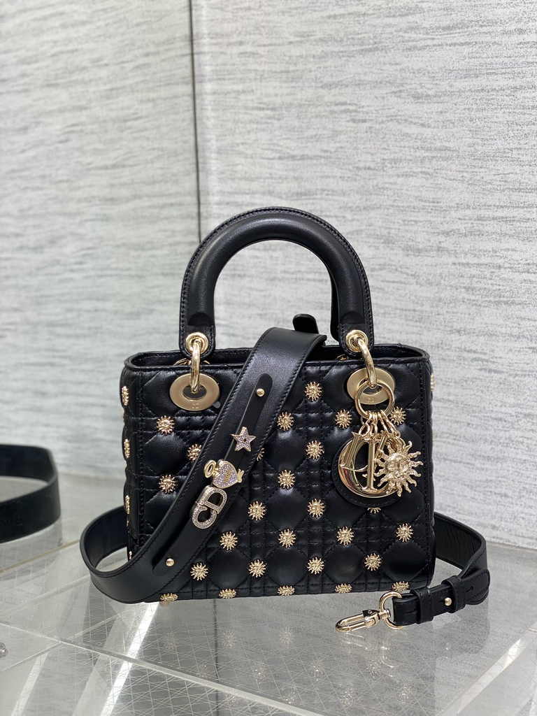 Small Lady Dior Bag M0531  Black Calfskin Sun - Default Title - View 2