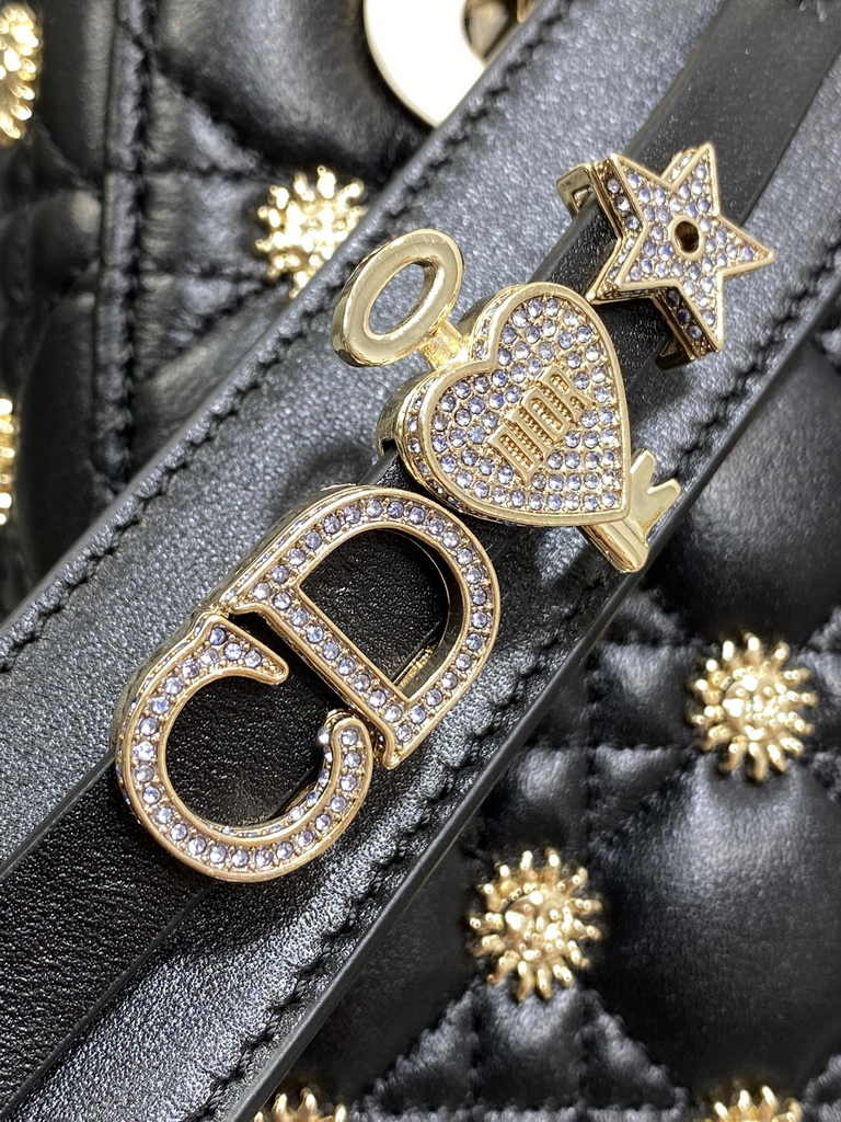Small Lady Dior Bag M0531  Black Calfskin Sun - Default Title - View 6