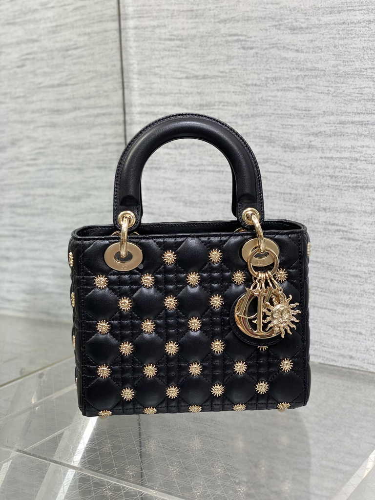Small Lady Dior Bag M0531  Black Calfskin Sun - Default Title - View 3