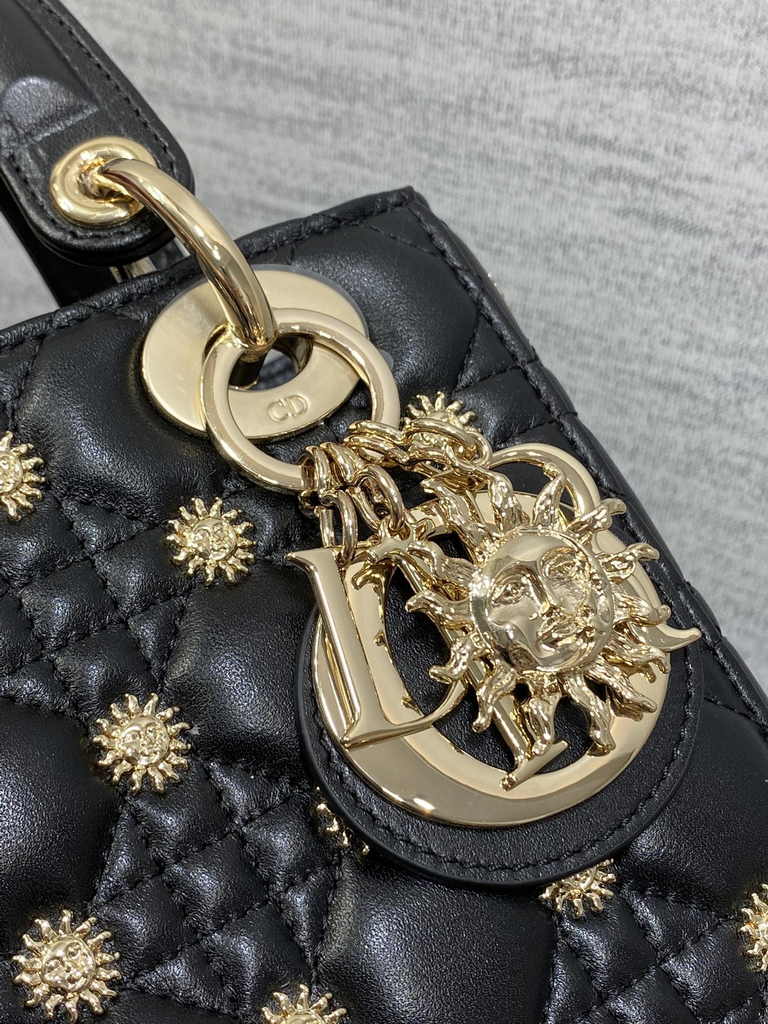 Small Lady Dior Bag M0531  Black Calfskin Sun - Default Title - View 7