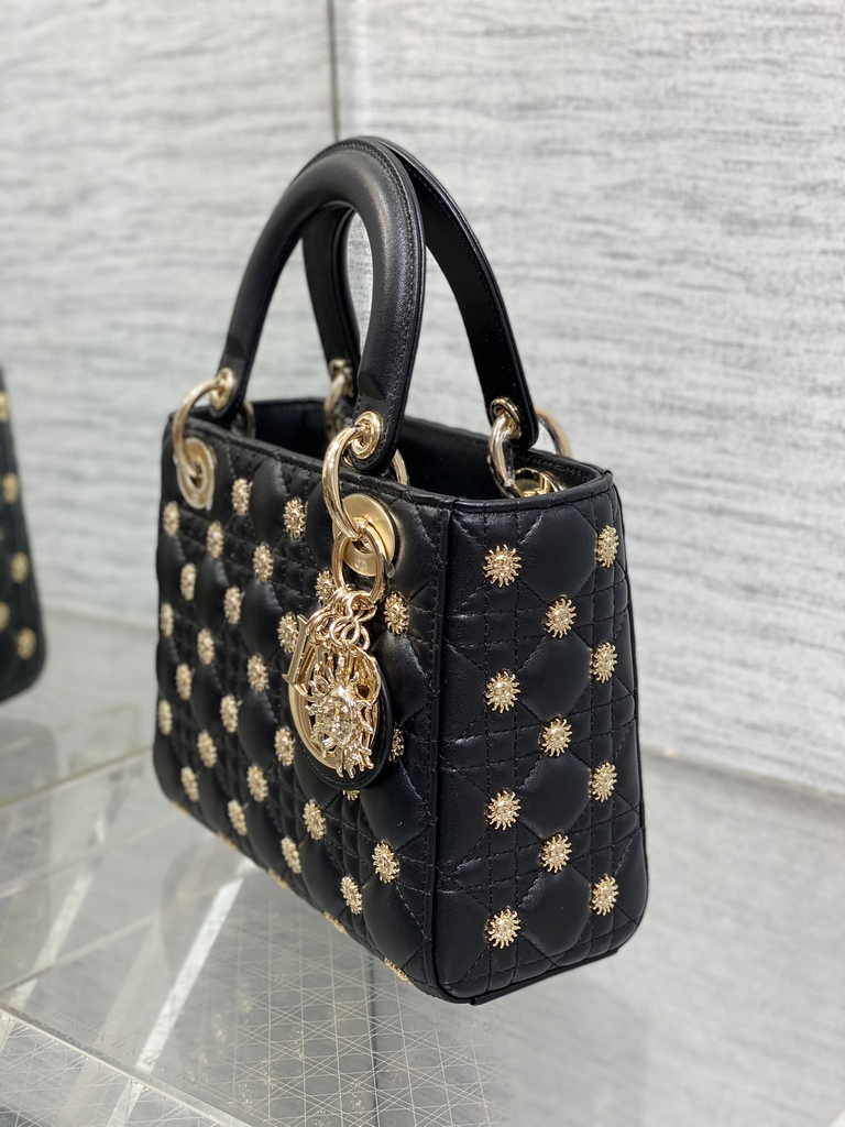 Small Lady Dior Bag M0531  Black Calfskin Sun - Default Title - View 5