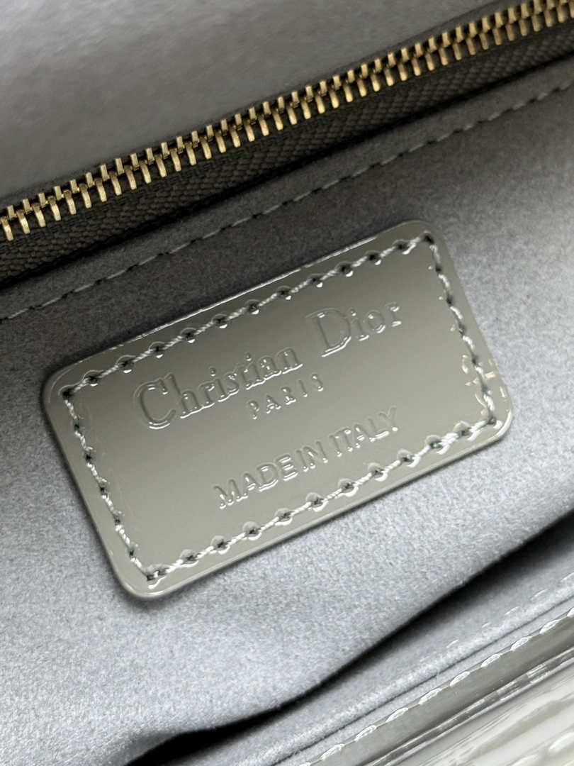 Small Lady Dior Bag M0531 Gray Patent Leahter - Default Title - View 7