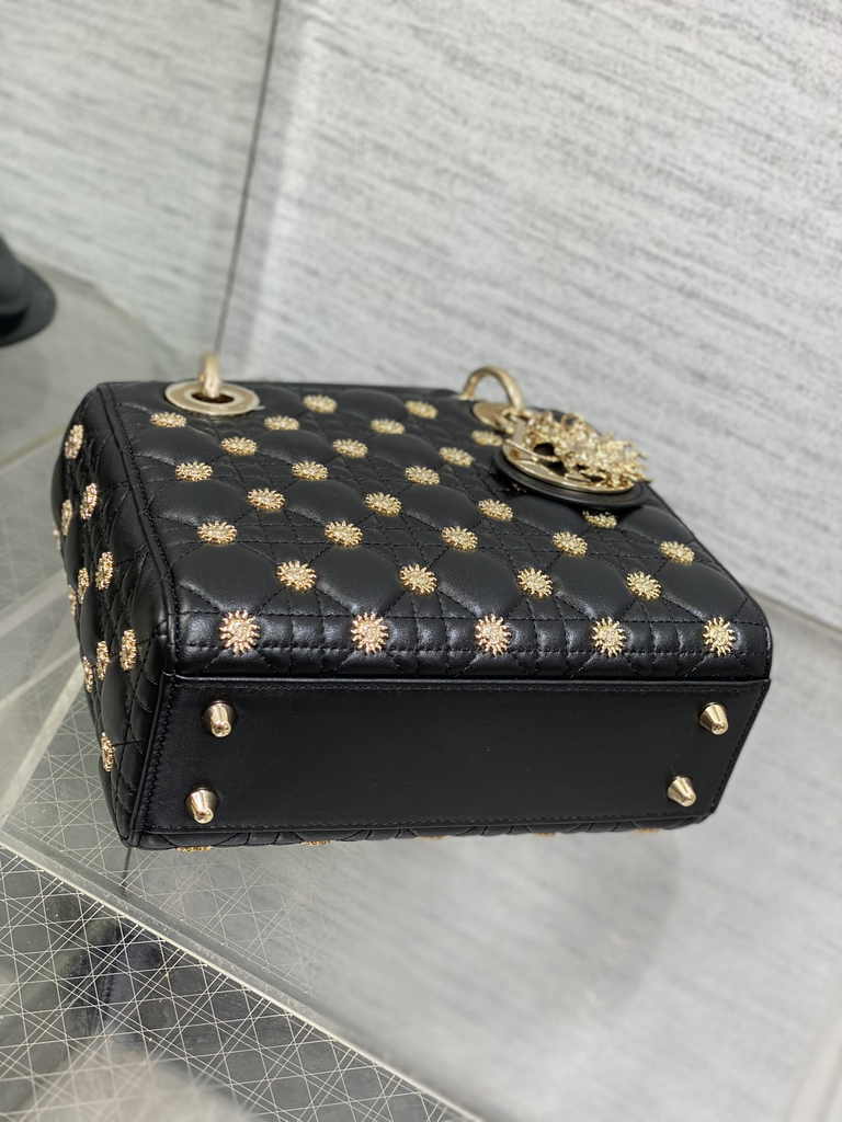 Small Lady Dior Bag M0531  Black Calfskin Sun - Default Title - View 8