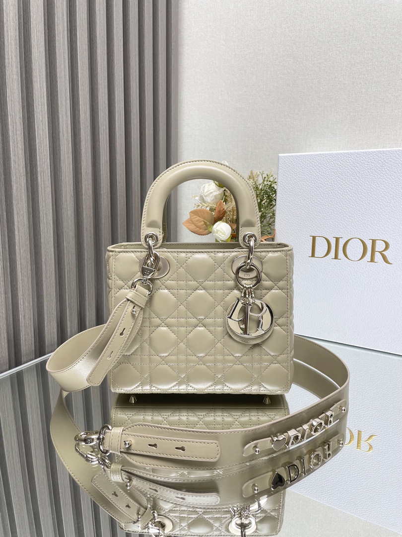 Small Lady Dior Bag M0531 Apricot Cannage Lambskin - Default Title - View 1