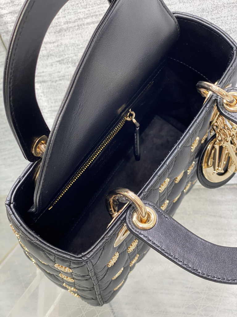 Small Lady Dior Bag M0531  Black Calfskin Sun - Default Title - View 9
