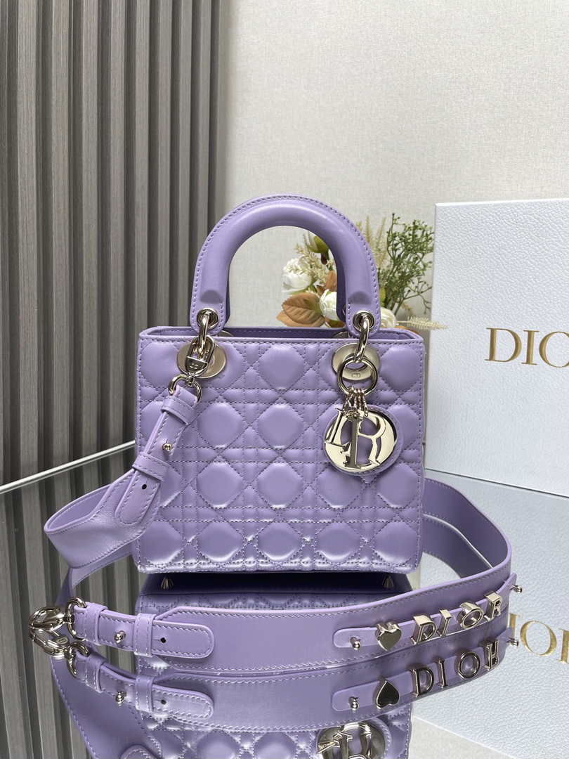 Small Lady Dior Bag M0531 Purple Cannage Lambskin - Default Title - View 1