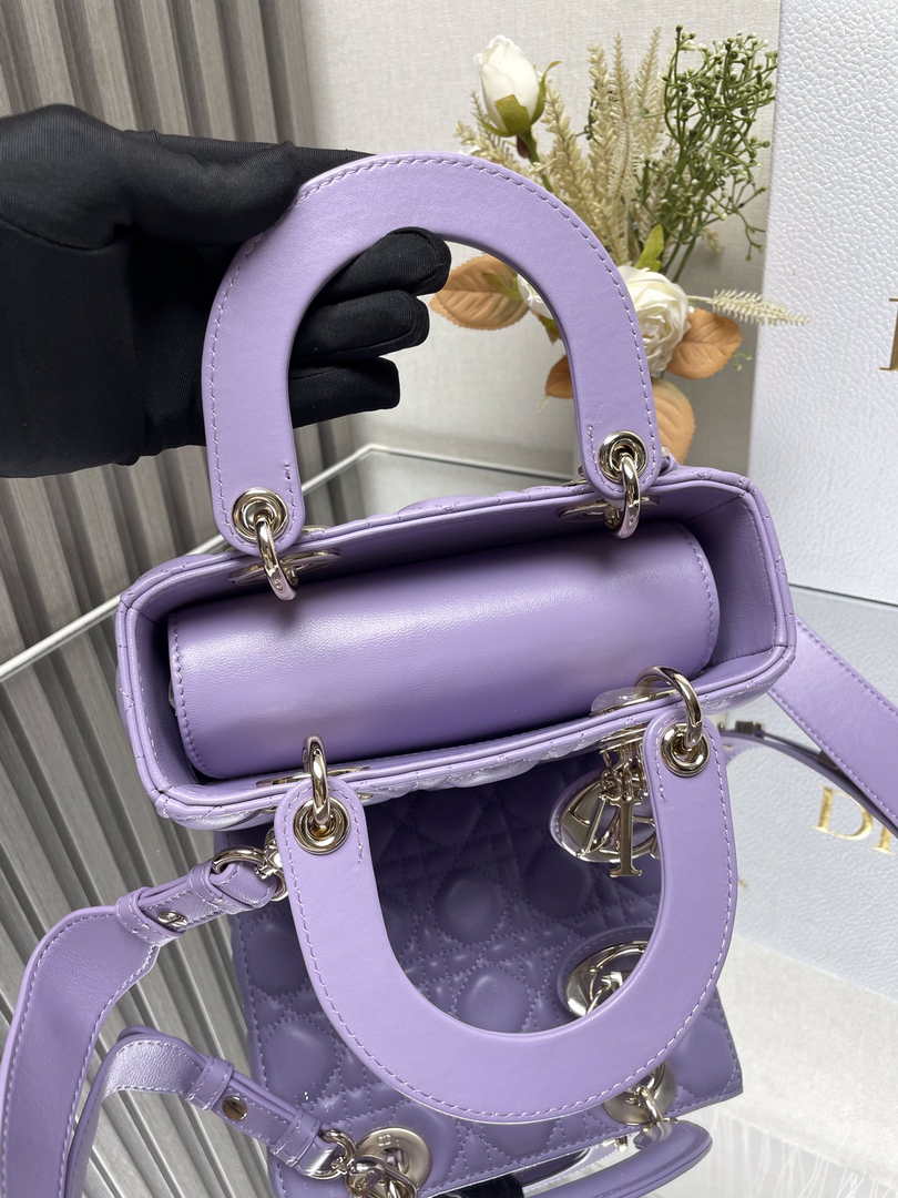 Small Lady Dior Bag M0531 Purple Cannage Lambskin - Default Title - View 6