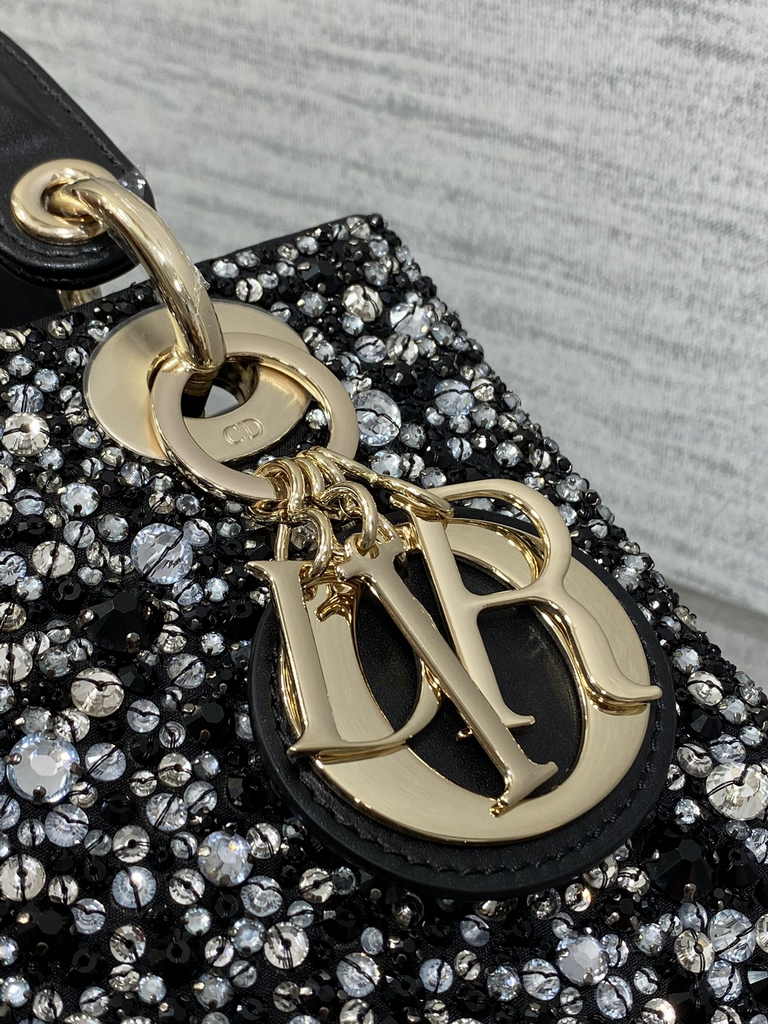 Small Lady Dior Bag M0531 Black Calfskin Bead - Default Title - View 4