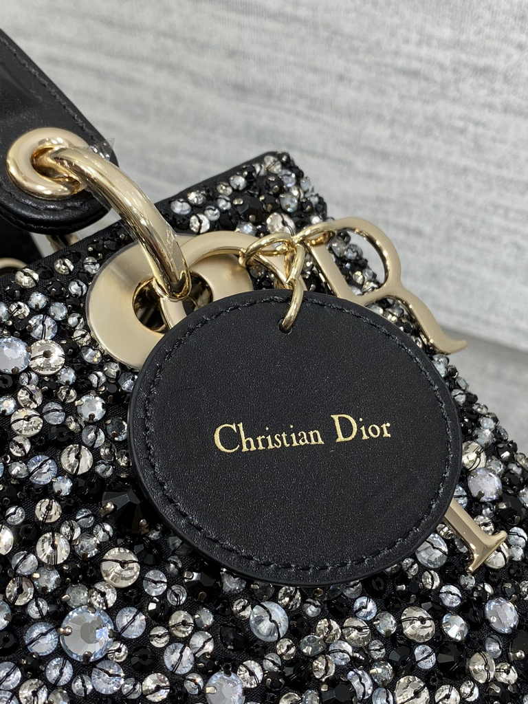 Small Lady Dior Bag M0531 Black Calfskin Bead - Default Title - View 5
