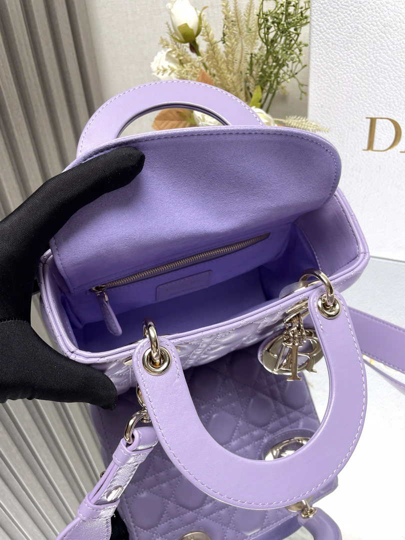 Small Lady Dior Bag M0531 Purple Cannage Lambskin - Default Title - View 9