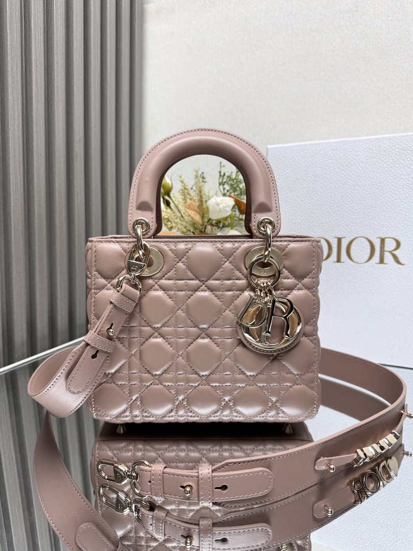 Small Lady Dior Bag M0531 Pink Cannage Lambskin - Default Title - View 1