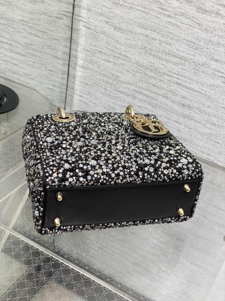 Small Lady Dior Bag M0531 Black Calfskin Bead - Default Title - View 8