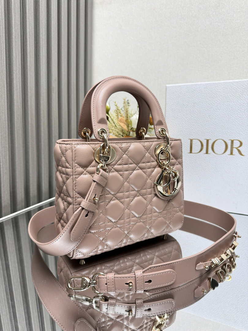Small Lady Dior Bag M0531 Pink Cannage Lambskin - Default Title - View 3
