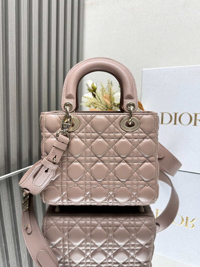 Small Lady Dior Bag M0531 Pink Cannage Lambskin - Default Title - View 4