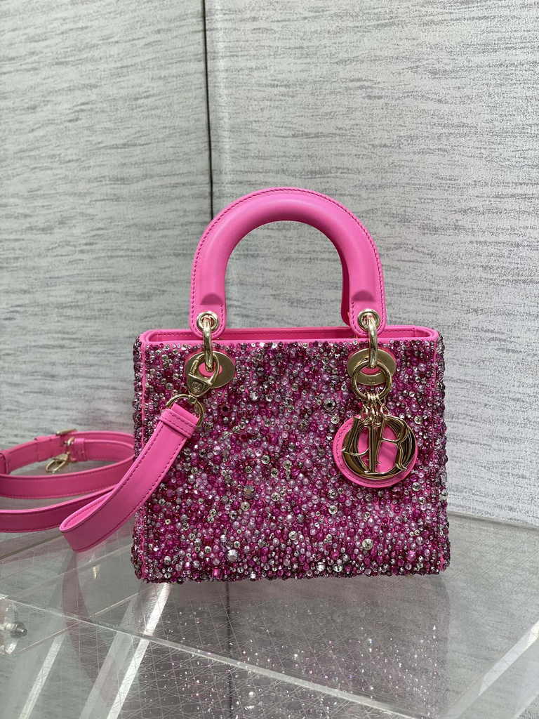 Small Lady Dior Bag M0531 Plum Calfskin Bead - Default Title - View 2